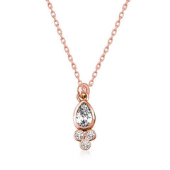Silver Rose Dew Drop Solitaire Women's Necklace
