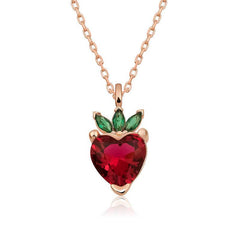 Silver Rose Strawberry Figure Fruit Necklace