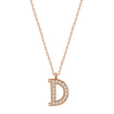 Silver Rose Letter D Women's Necklace
