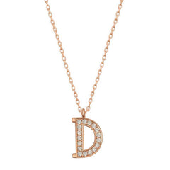 Silver Rose Letter D Women's Necklace