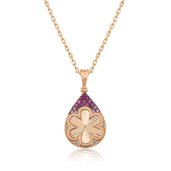 Silver Rose Drop Flower Women's Necklace