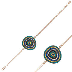 Silver Rose Drop Evil Eye Women's Bracelet