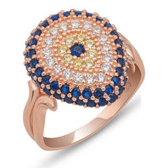 Silver Rose Drop Evil Eye Women's Ring