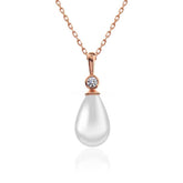 Silver Rose Drop Rose Pearl Women's Necklace