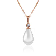 Silver Rose Drop Rose Pearl Women's Necklace