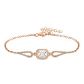 Gümüş Rose Dikdörtgen Baget Bileklik