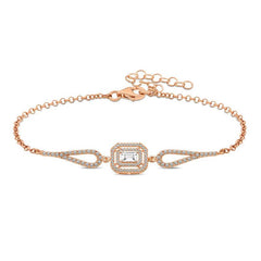 Silver Rose Rectangle Baguette Bracelet