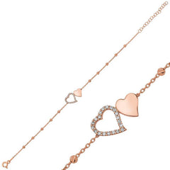 Bracelet Dorissa Deux Cœurs pour Femme en Argent Rose