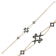 Bracelet femme en argent rose à quatre ondes