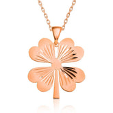 Silver Rose Four Leaf Rose Clover Women's Necklace