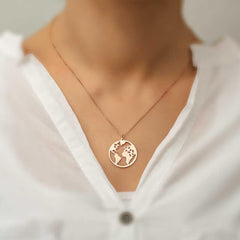 Silver Rose Earth Necklace