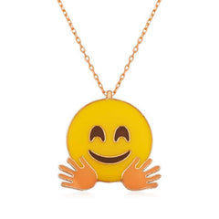 Silver Rose Waving Emoji Women's Necklace