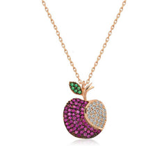 Silver Rose Apple Women's Necklace