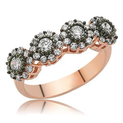 Silver Rose Diamond Mounted Women's Ring