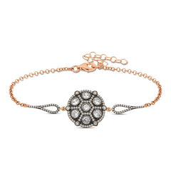 Silver Rose Diamond Mounted Bracelet