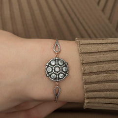Silver Rose Diamond Mounted Bracelet