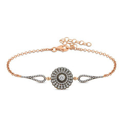 Silver Rose Diamond Mounted Flower Women's Bracelet