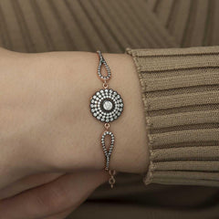 Silver Rose Diamond Mounted Flower Women's Bracelet
