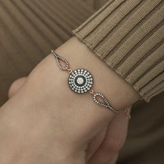 Silver Rose Diamond Mounted Flower Women's Bracelet
