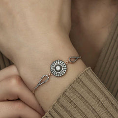 Silver Rose Diamond Mounted Flower Women's Bracelet