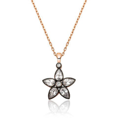 Silver Rose Diamond Mounted Flower Women's Necklace