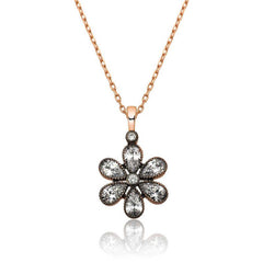 Silver Rose Diamond Mounted Flower Women's Necklace