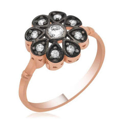 Silver Rose Diamond Mounted Flower Women's Ring