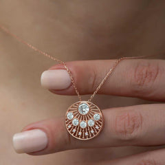 Silver Rose Ethnic Patterned Rose Women's Necklace