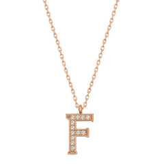 Collier pour femme avec lettre F en argent rose