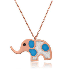 Silver Rose Elephant Women's Necklace