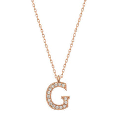 Collier pour femme avec lettre G en argent rose