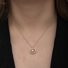 Silver Rose Sun Women's Necklace
