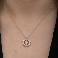 Silver Rose Sun Women's Necklace
