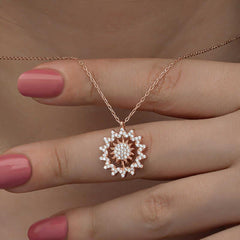 Silver Rose Sun Women's Necklace