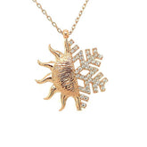 Silver Rose Sun Snowflake Women's Necklace