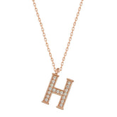 Silver Rose Letter H Women's Necklace