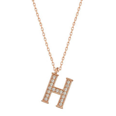 Collier pour femme avec lettre H en argent rose