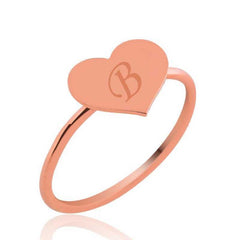 Silver Rose Letter Heart Women's Ring