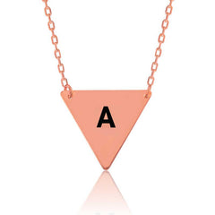 Silver Rose Letter Triangle Plate Necklace