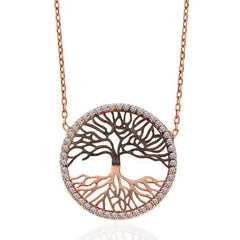 Silver Rose Tree of Life Women's Necklace