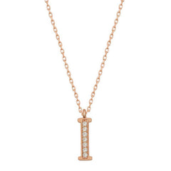 Collier pour femme en argent avec lettre I rose