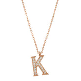 Silver Rose Letter K Women's Necklace