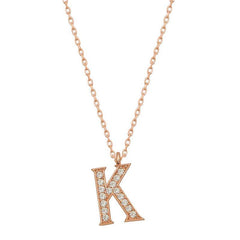Collier pour femme avec lettre K en argent rose