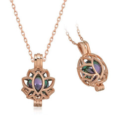 Silver Rose Caged Lotus Women's Necklace