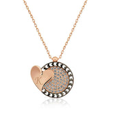 Silver Rose Heart to Heart Necklace