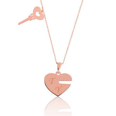 Silver Rose Key to My Heart Named Women's Necklace