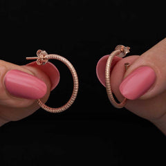 Silver Rose Pencil Hoop Women's Earring