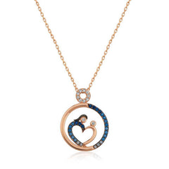 Silver Rose Heart Mother and Baby Women's Necklace