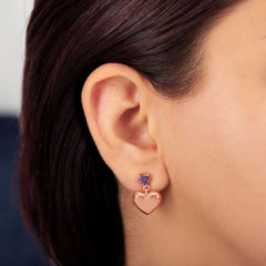 Silver Rose Heart Studded Women's Earrings