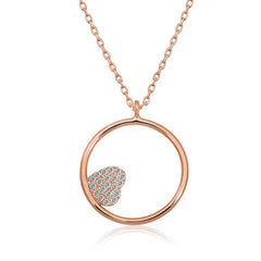 Silver Rose Heart Detailed Hoop Necklace